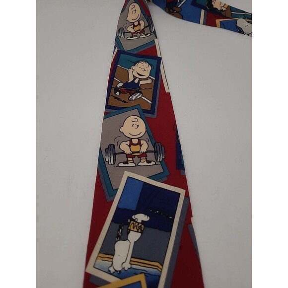 Peanuts Gang Charlie Brown Snoopy Sports Athletic Games of Life Neck Tie Silk - Picture 3 of 8